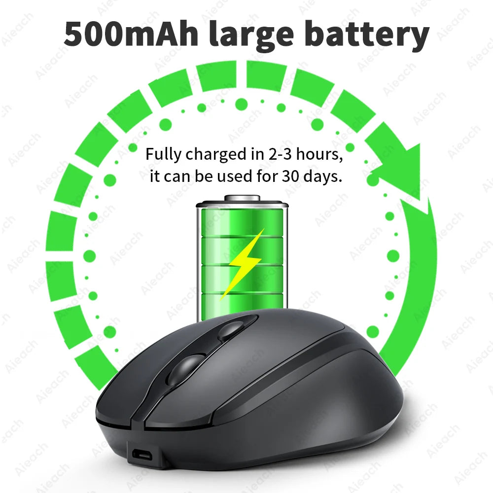 Souris Bluetooth Silencieuse Rechargeable – Ergonomique, 5 Couleurs