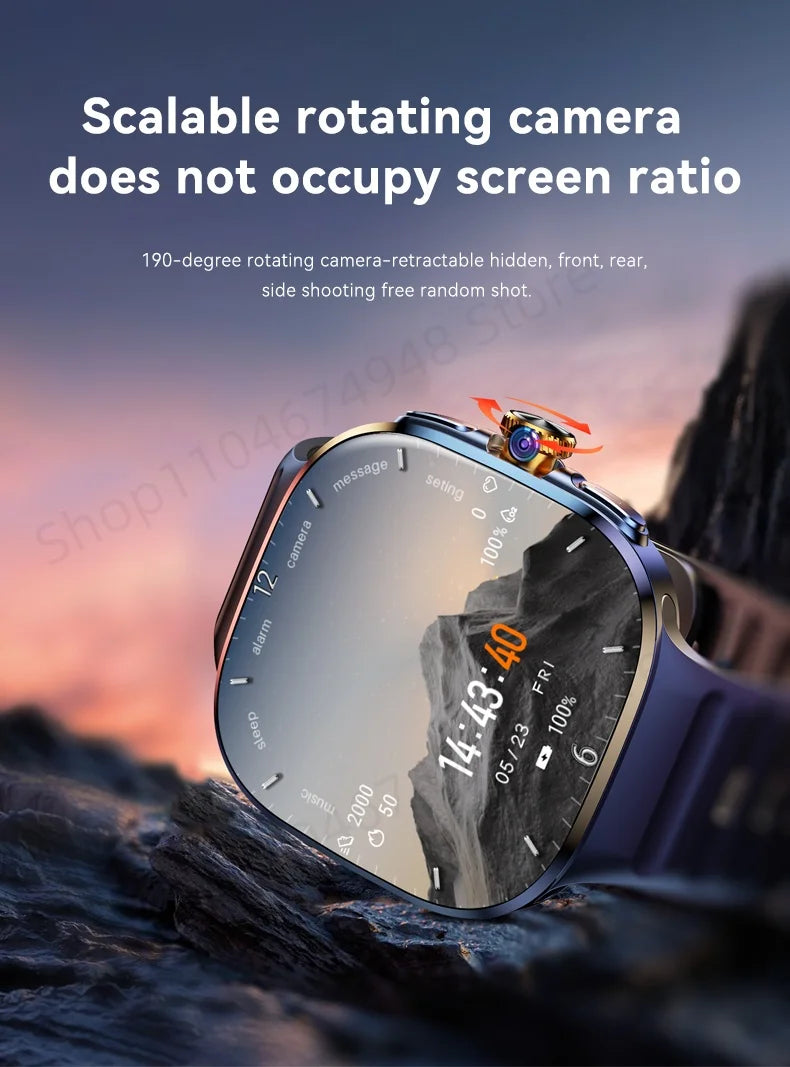 Montre Android 4G M99 — Écran AMOLED 2,4", Caméra Rotative, WiFi, GPS, SIM
