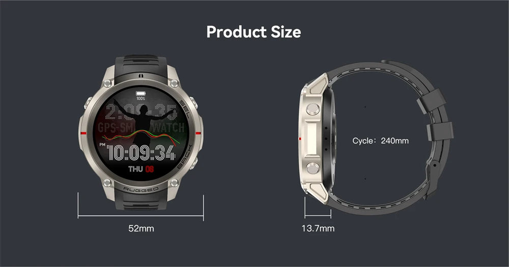 Montre Connectée GPS Sport Premium — 5ATM, 170+ Sports, AMOLED, Appels Bluetooth