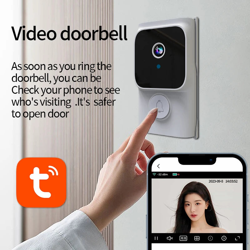 Tuya APP Low Comsunption Wake-up Doorbell WIFI Video Door Phone Peephole Viewer Door Camera