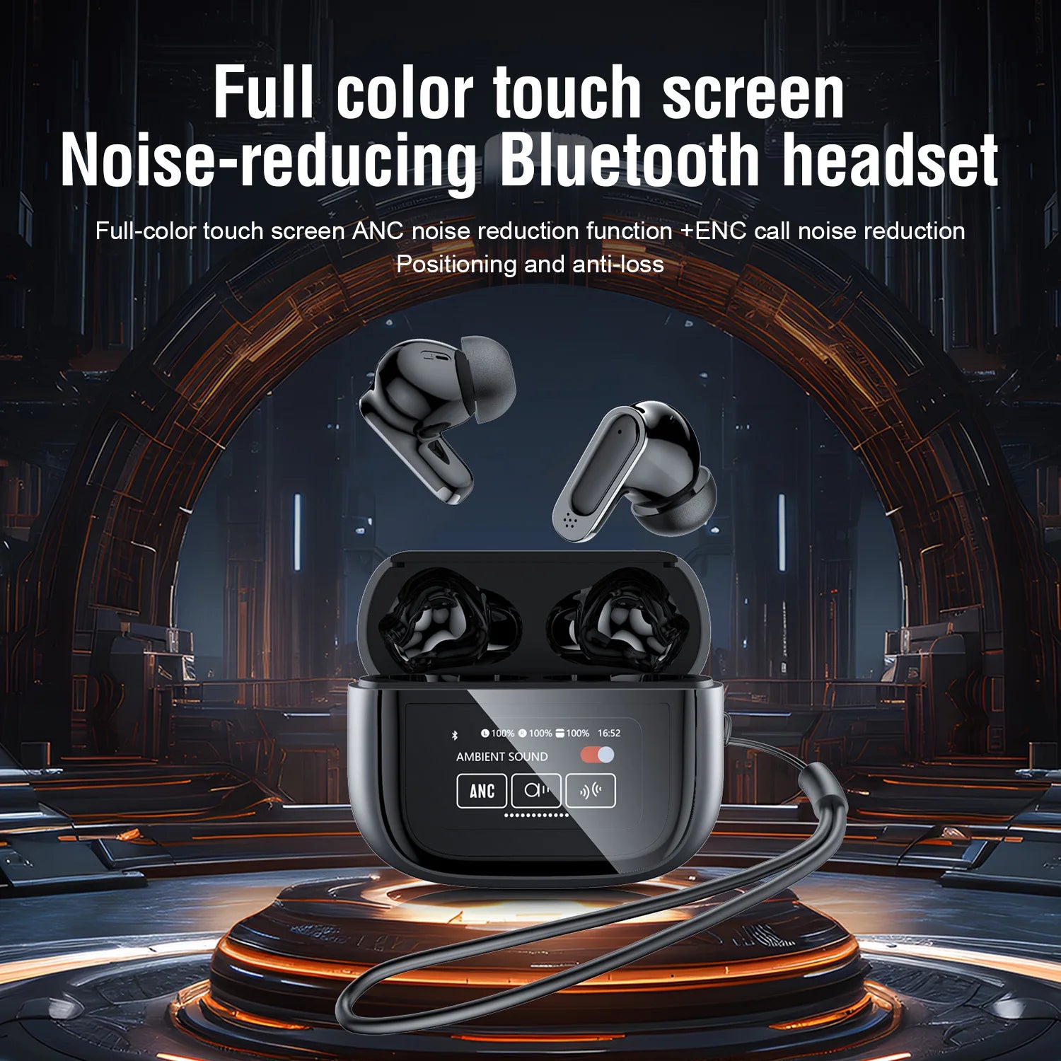 Lenovo Ultra V11 Smart Touch Multi Functional Large Screen TWS Wireless ANC Noise Cancelling Earbuds Enc Heavy Bass Earbuds