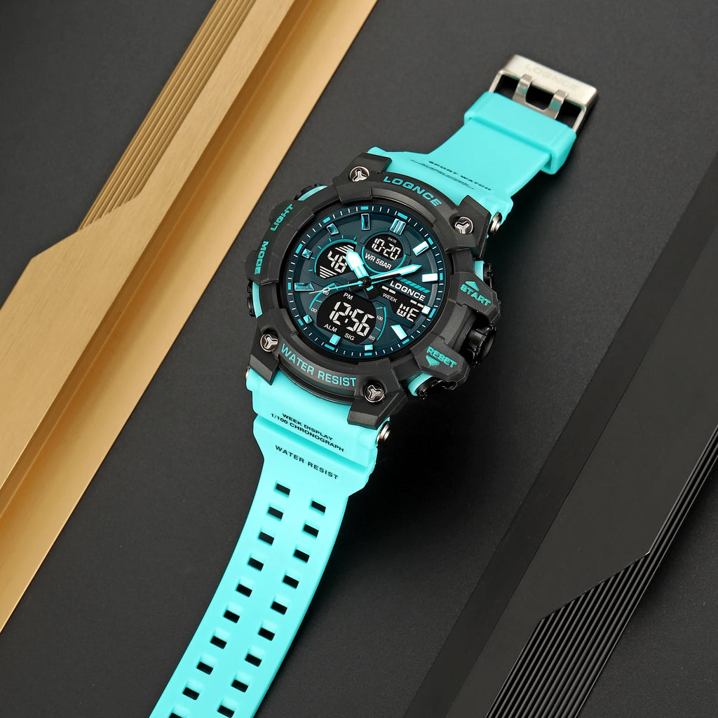 Montre Sport Homme Chronographe — Double Affichage LED, Résistante à l'Eau