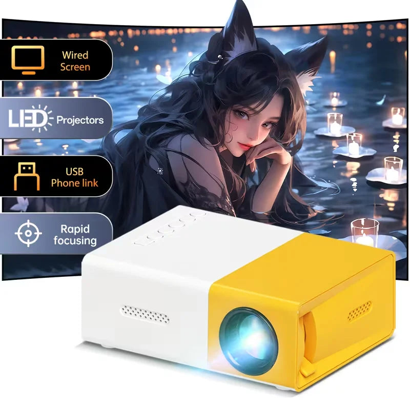 1pc Compact Portable Projector, Supports Multi-functional Operation Including USB/AV, for Home Theater, Office, Gaming