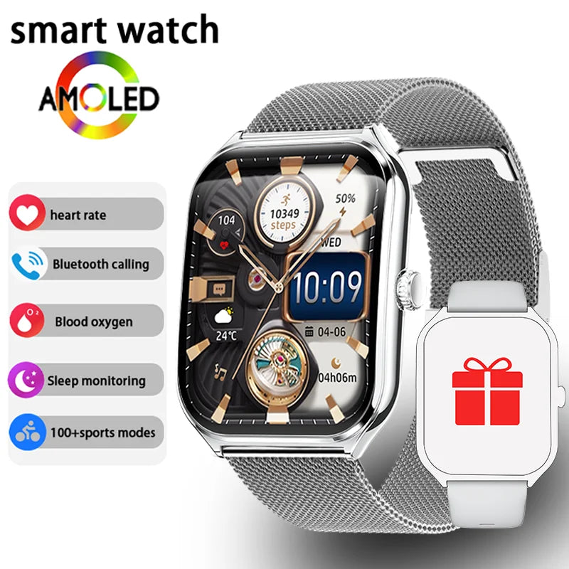 Montre Connectée Ultra-Fine — Écran AMOLED 1,96", Appels Bluetooth, Suivi Santé