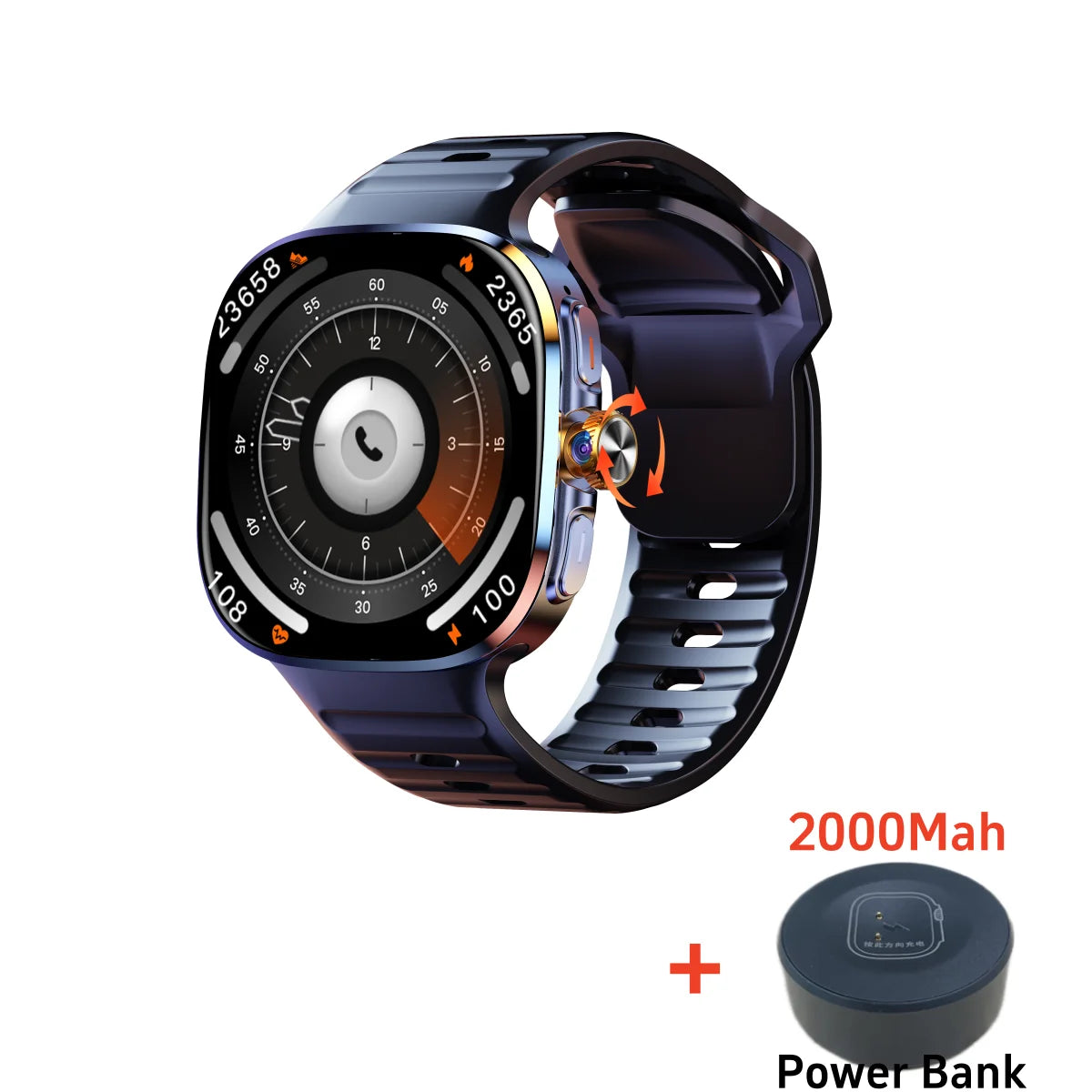 Montre Android 4G M99 — Écran AMOLED 2,4", Caméra Rotative, WiFi, GPS, SIM