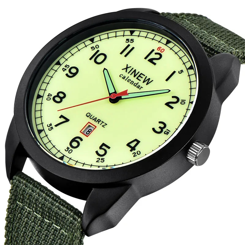 Montre Homme Sport Militaire — Bracelet Nylon, Quartz, Calendrier