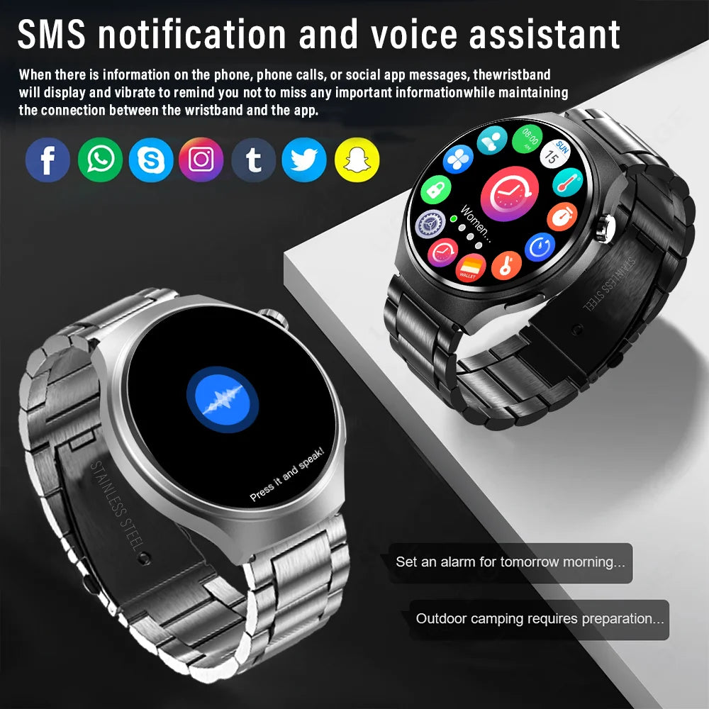 Montre Connectée Homme HD 1,52" — Verre Saphir, Appels Bluetooth, Assistant Vocal, 100+ Cadrans