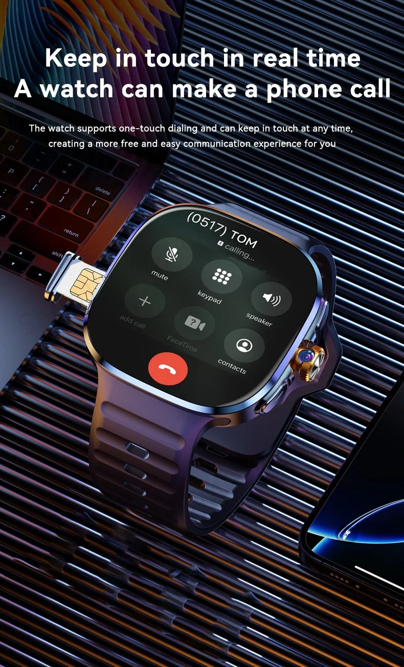 Montre Android 4G M99 — Écran AMOLED 2,4", Caméra Rotative, WiFi, GPS, SIM