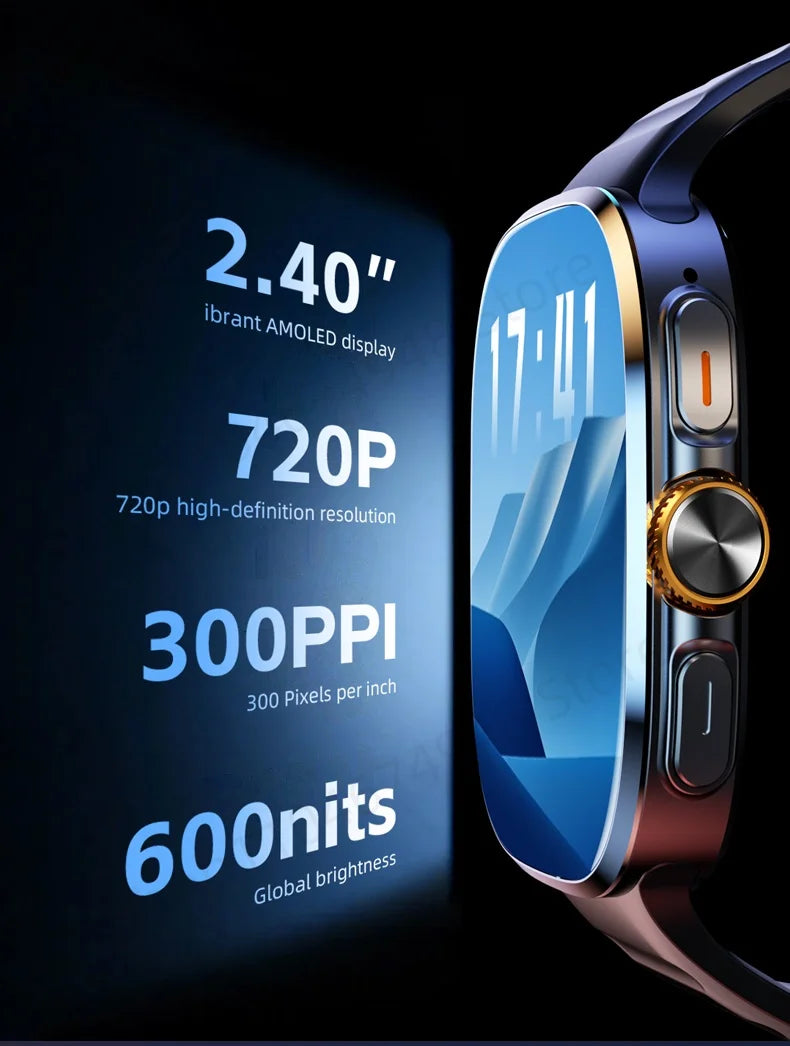 Montre Android 4G M99 — Écran AMOLED 2,4", Caméra Rotative, WiFi, GPS, SIM