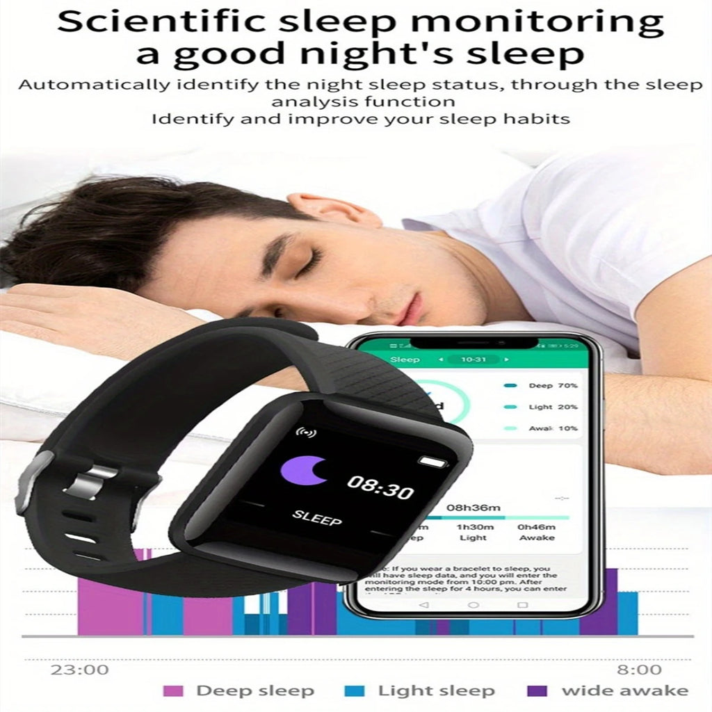 Bracelet Connecté Fitness — Suivi Santé, Notifications, Compatible iOS & Android