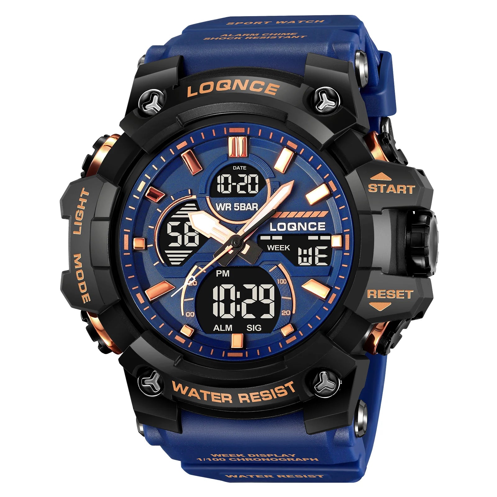 Montre Sport Homme Chronographe — Double Affichage LED, Résistante à l'Eau