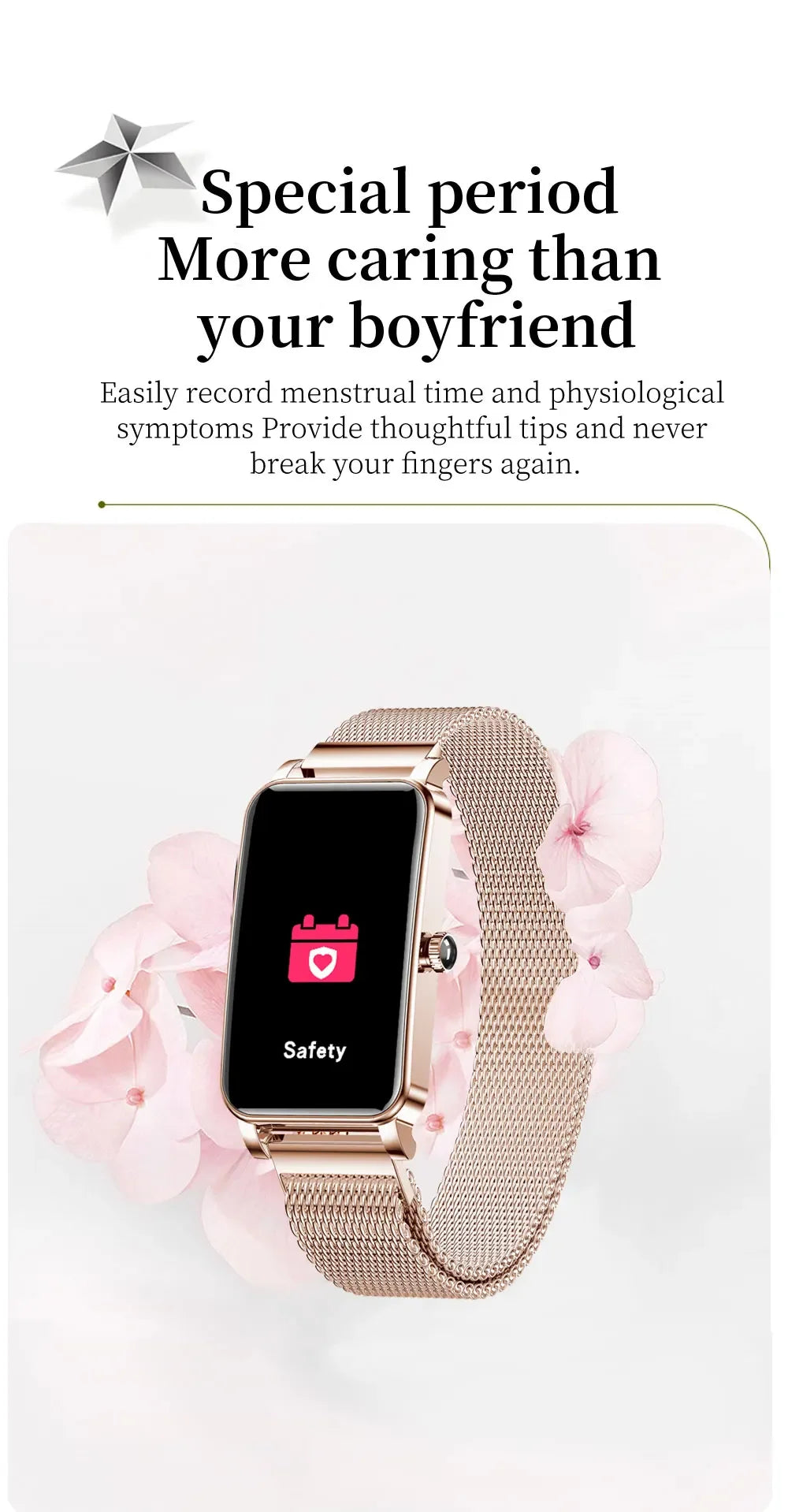 Montre Connectée Femme Luxe — AMOLED 1,45", IP68, 107 Sports, NFC, Appels Bluetooth