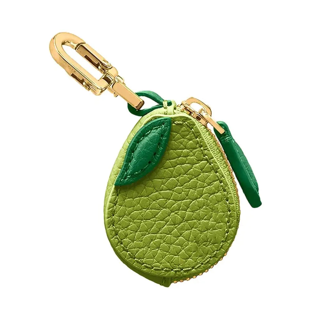  Cute Fruit Shape Mini Coin Purse with Keychain, Portable Zipper Leather Earphone Bag Pendant Wallet for Women Girls
