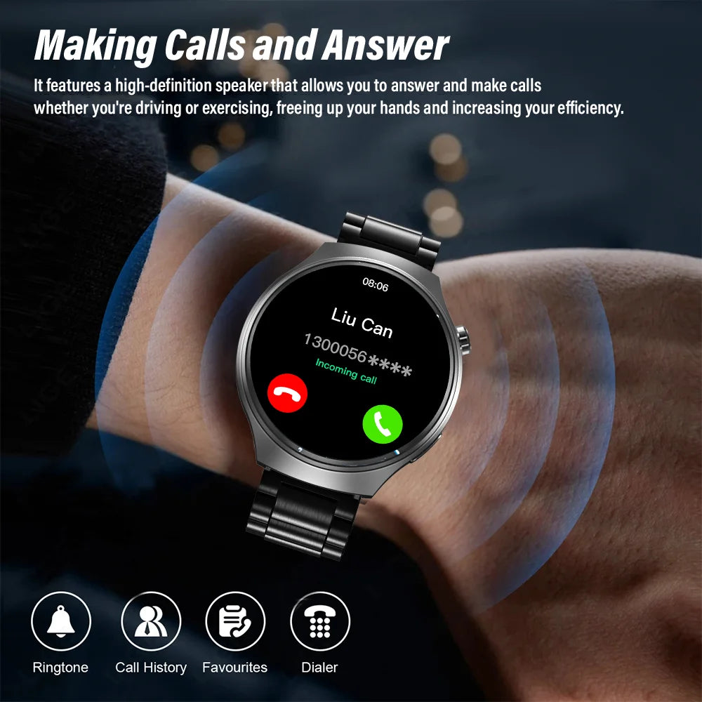 Montre Connectée Homme HD 1,52" — Verre Saphir, Appels Bluetooth, Assistant Vocal, 100+ Cadrans