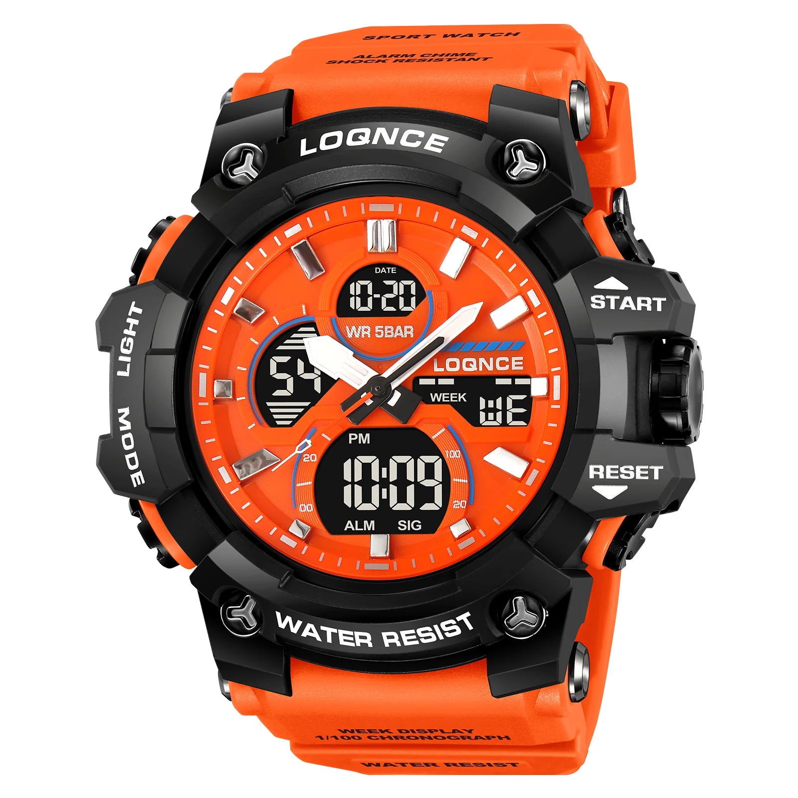 Montre Sport Homme Chronographe — Double Affichage LED, Résistante à l'Eau