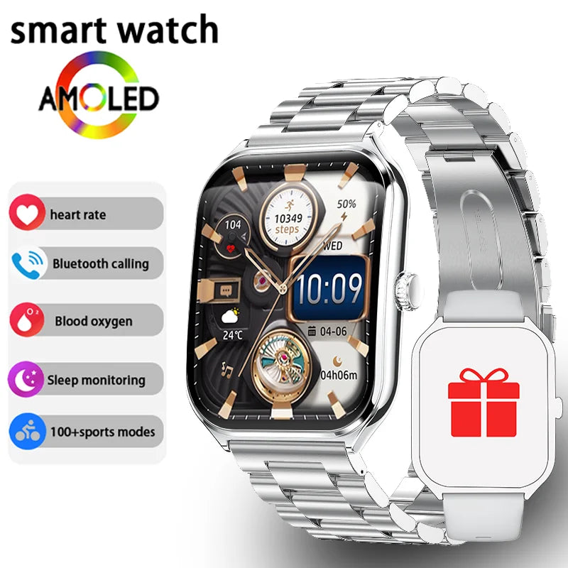 Montre Connectée Ultra-Fine — Écran AMOLED 1,96", Appels Bluetooth, Suivi Santé