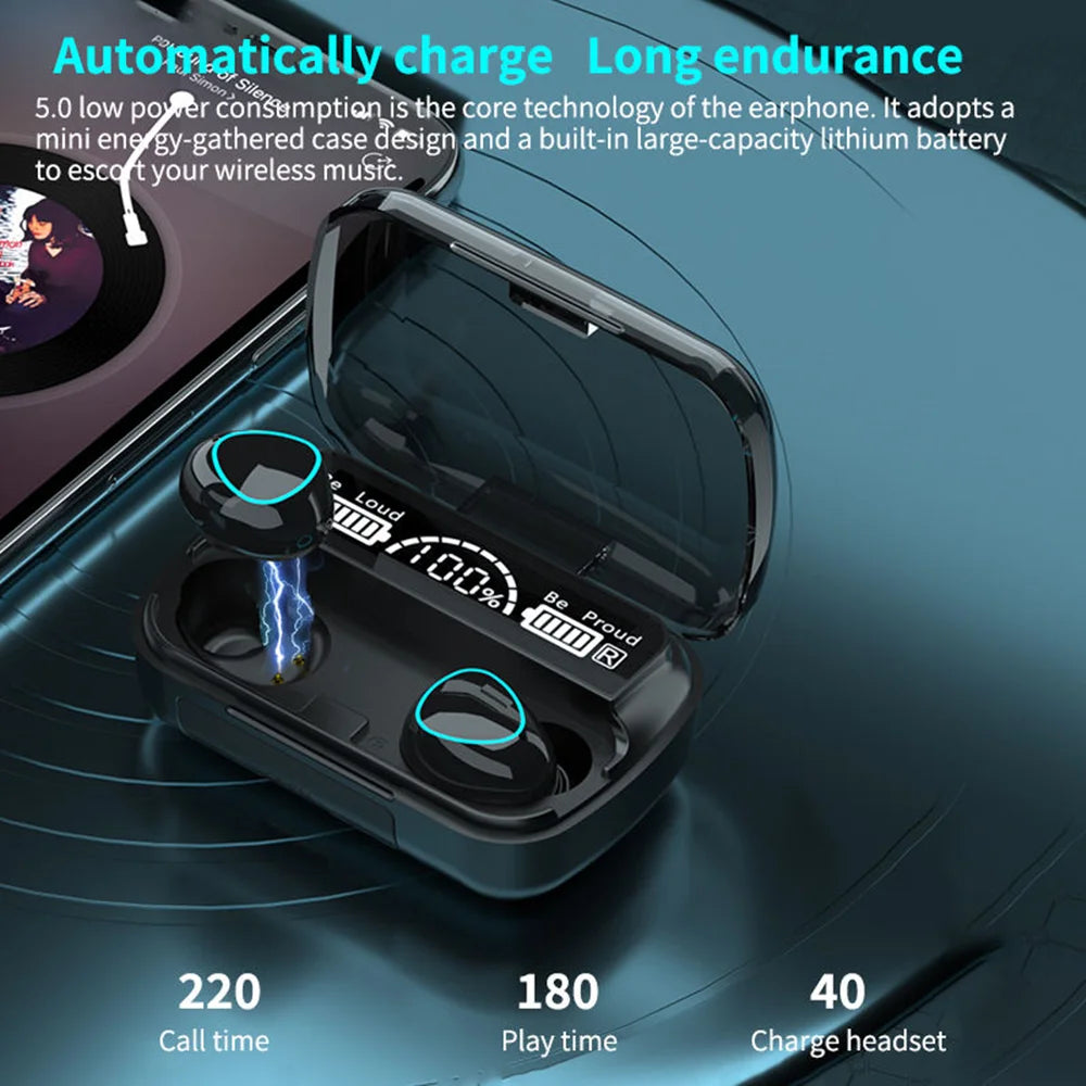 Écouteurs sans fil avec power bank intégré
