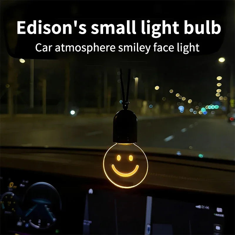 Décoration Rétroviseur Intérieur Voiture – Lumières LED Ambiance, Design Ampoule ou Smiley