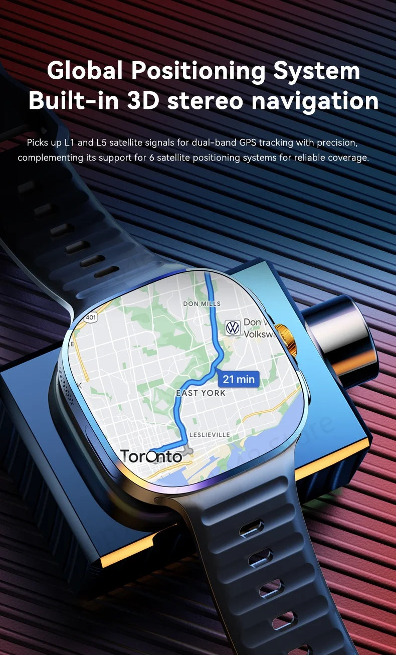 Montre Android 4G M99 — Écran AMOLED 2,4", Caméra Rotative, WiFi, GPS, SIM