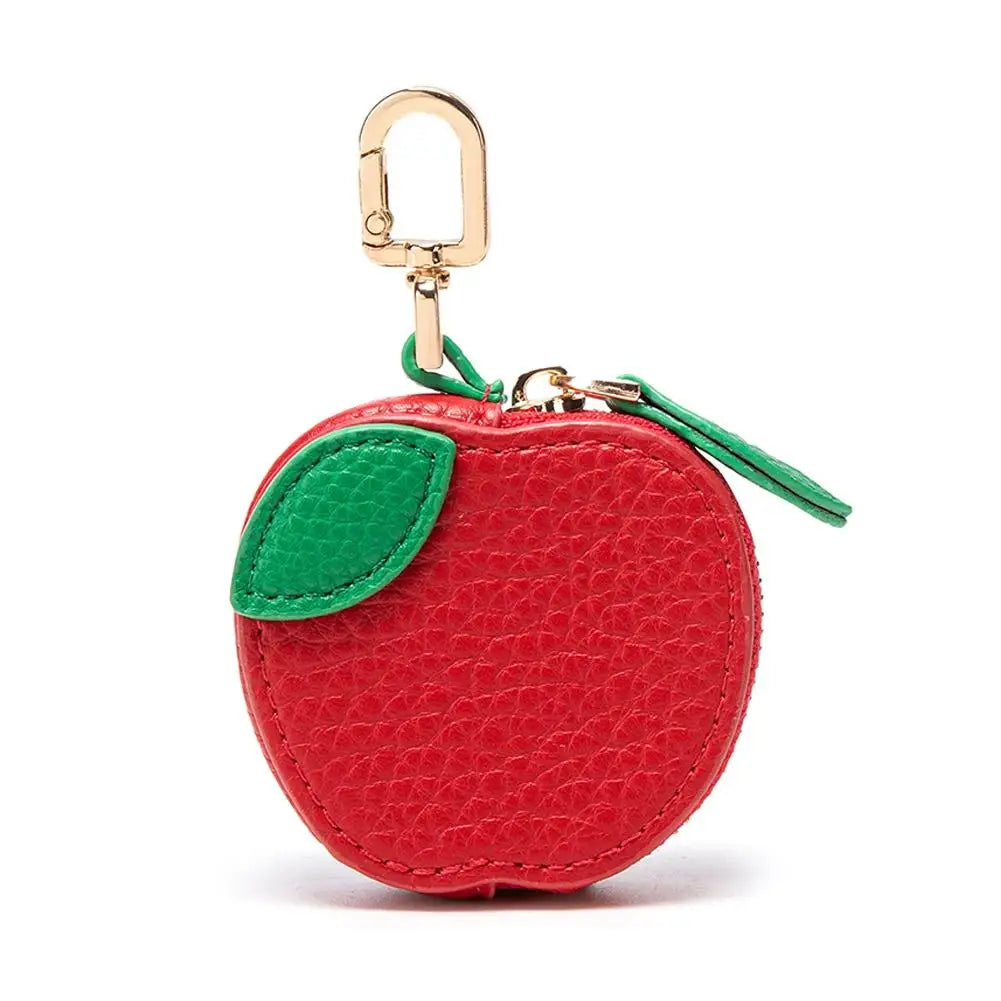  Cute Fruit Shape Mini Coin Purse with Keychain, Portable Zipper Leather Earphone Bag Pendant Wallet for Women Girls