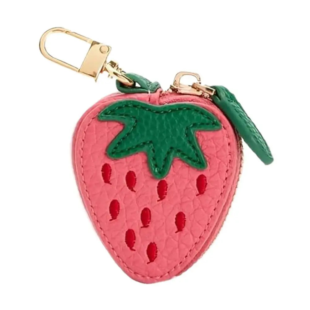  Cute Fruit Shape Mini Coin Purse with Keychain, Portable Zipper Leather Earphone Bag Pendant Wallet for Women Girls