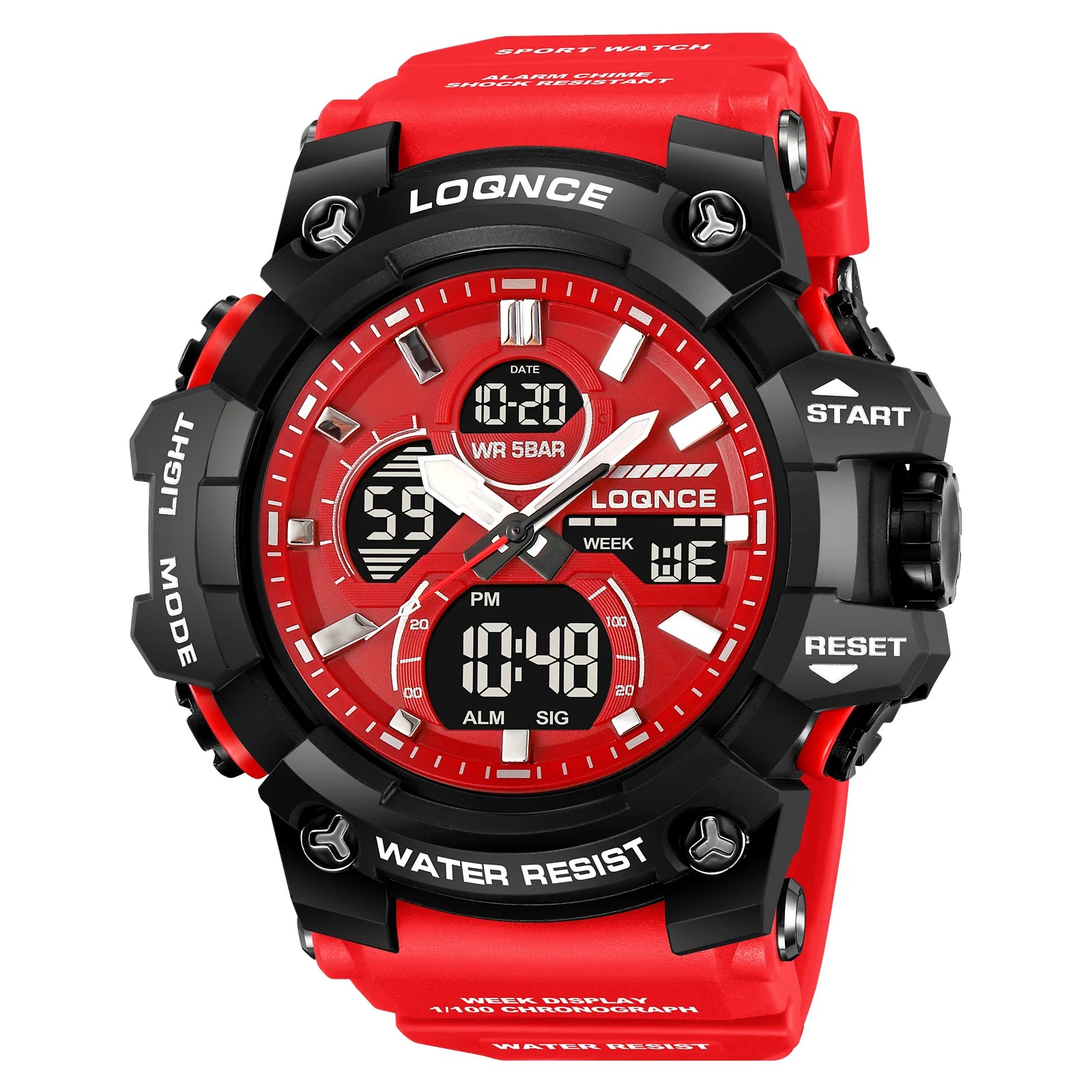 Montre Sport Homme Chronographe — Double Affichage LED, Résistante à l'Eau