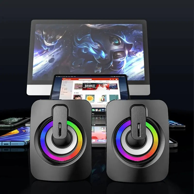 Enceintes PC USB Stéréo – Son HIFI, LED, Compatible Laptop & Desktop