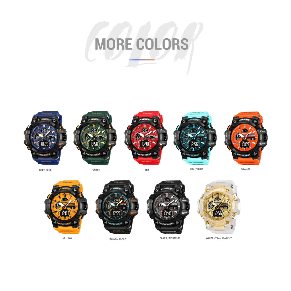 Montre Sport Homme Chronographe — Double Affichage LED, Résistante à l'Eau