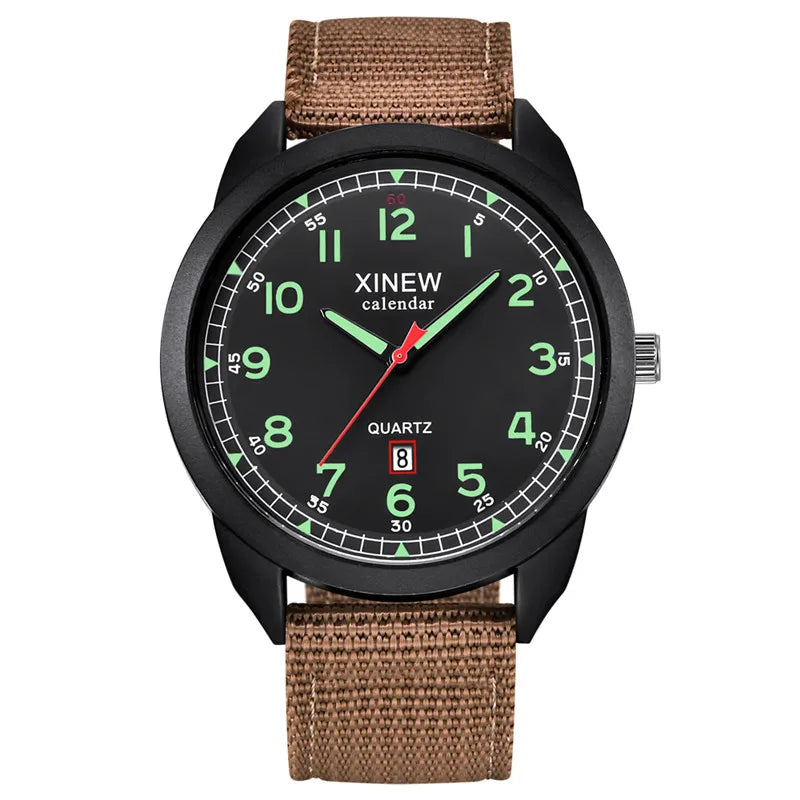 Montre Homme Sport Militaire — Bracelet Nylon, Quartz, Calendrier