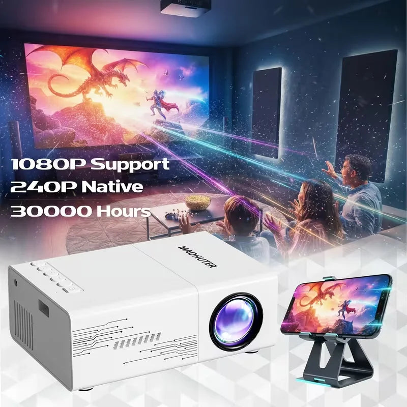 1pc Compact Portable Projector, Supports Multi-functional Operation Including USB/AV, for Home Theater, Office, Gaming