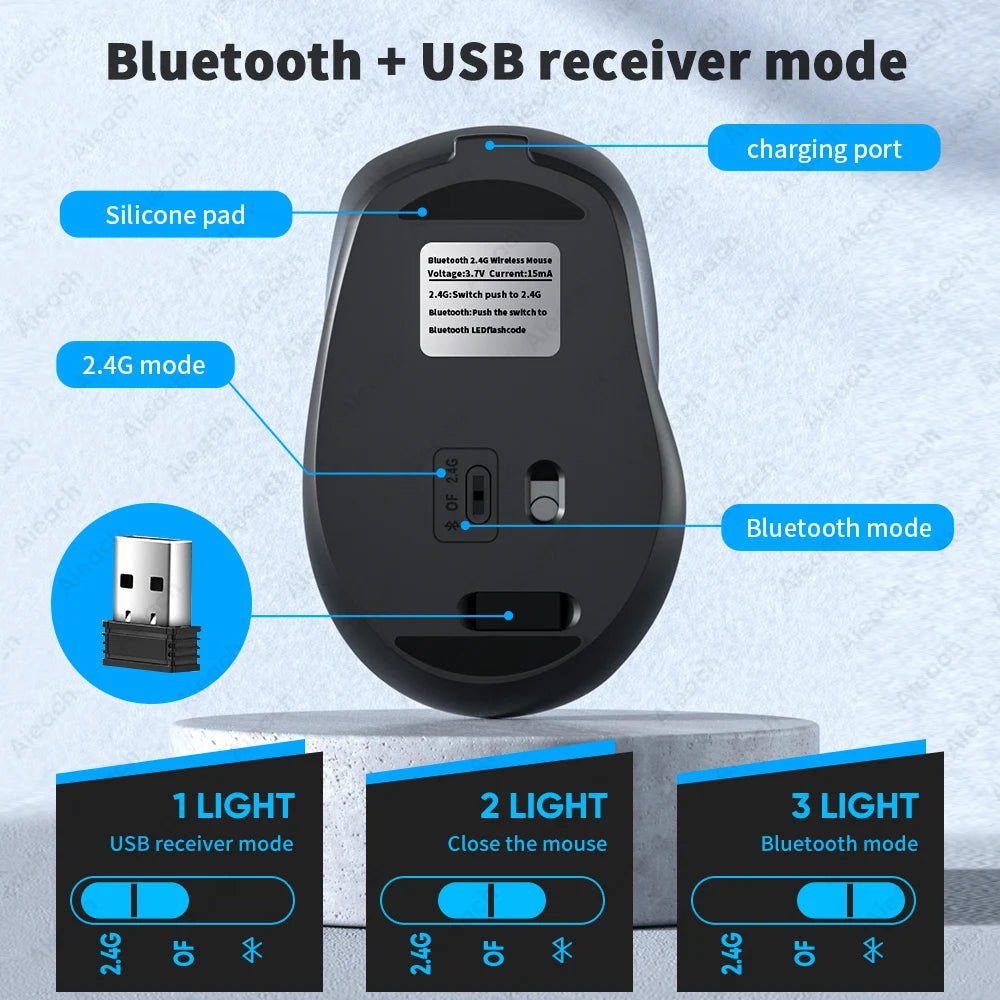 Souris Bluetooth Silencieuse Rechargeable – Ergonomique, 5 Couleurs