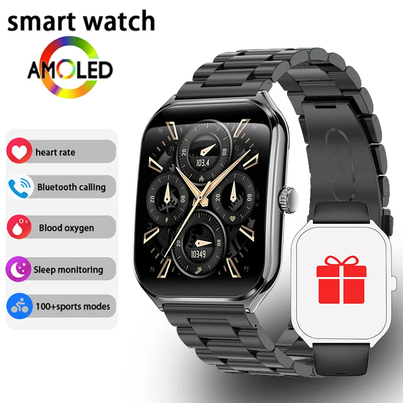 Montre Connectée Ultra-Fine — Écran AMOLED 1,96", Appels Bluetooth, Suivi Santé