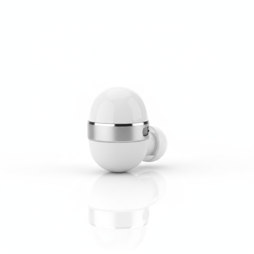 Mini écouteur Bluetooth blanc et argent ultra-compact