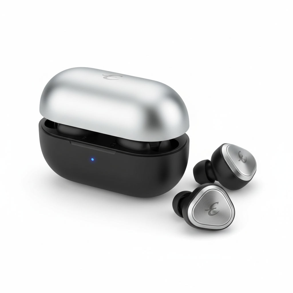 Écouteurs Bluetooth classiques noir et argent élégants