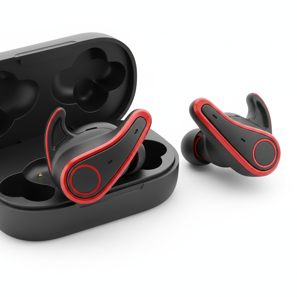 Écouteurs HOCO EQ2 noir et rouge sport Bluetooth 5.3