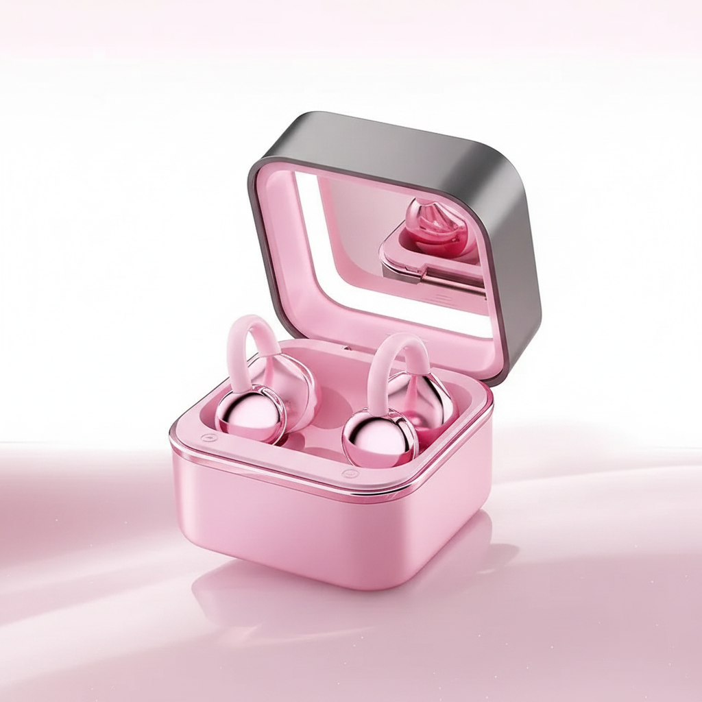Écouteurs clip boîtier miroir lumineux Bluetooth - Earbloom
